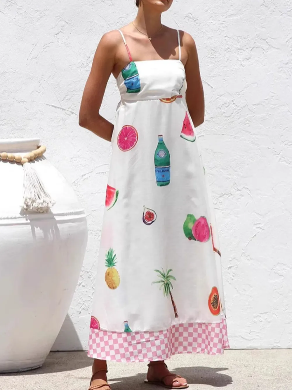 Printed Square Neck Maxi Cami Dress, image 4
