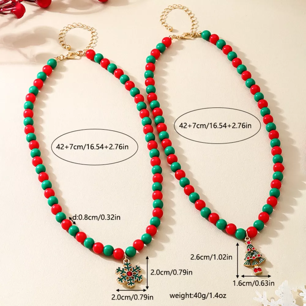 2 Piece Christmas Beaded Necklace with Pendants, image 6