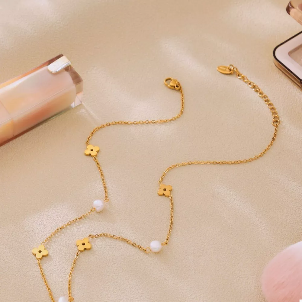 Freshwater Pearl 18K Gold-Plated Flower Necklace, image 5