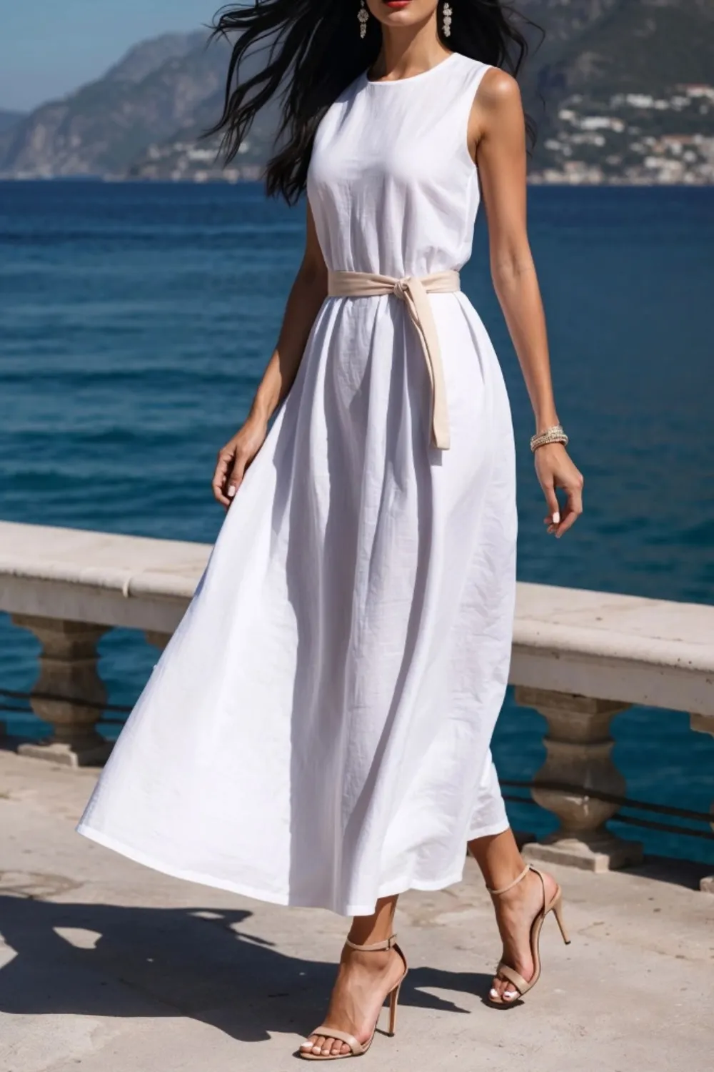 Round Neck Sleeveless Midi Dress, image 10