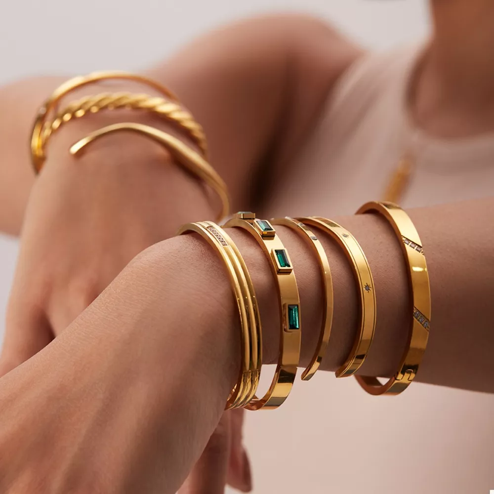18K Gold-Plated Stainless Steel Zircon Bracelet, image 5