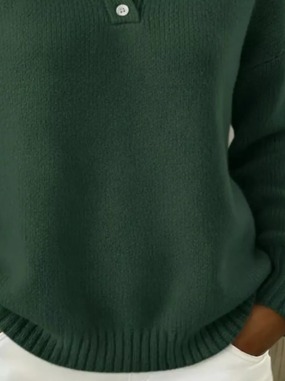 Full Size Button Detail Dropped Shoulder Sweater Plus Size, image 22