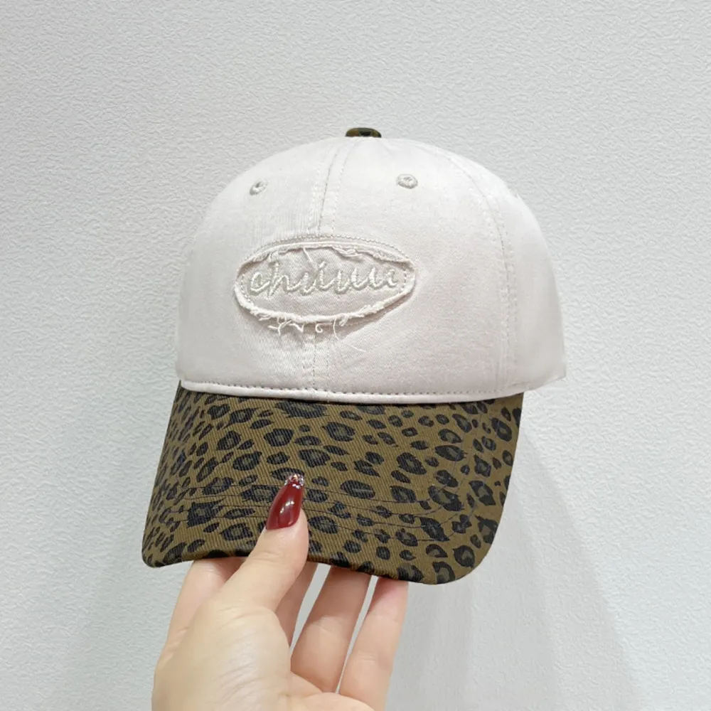 Leopard Print Baseball Cap with Embroidered Letter, image 3