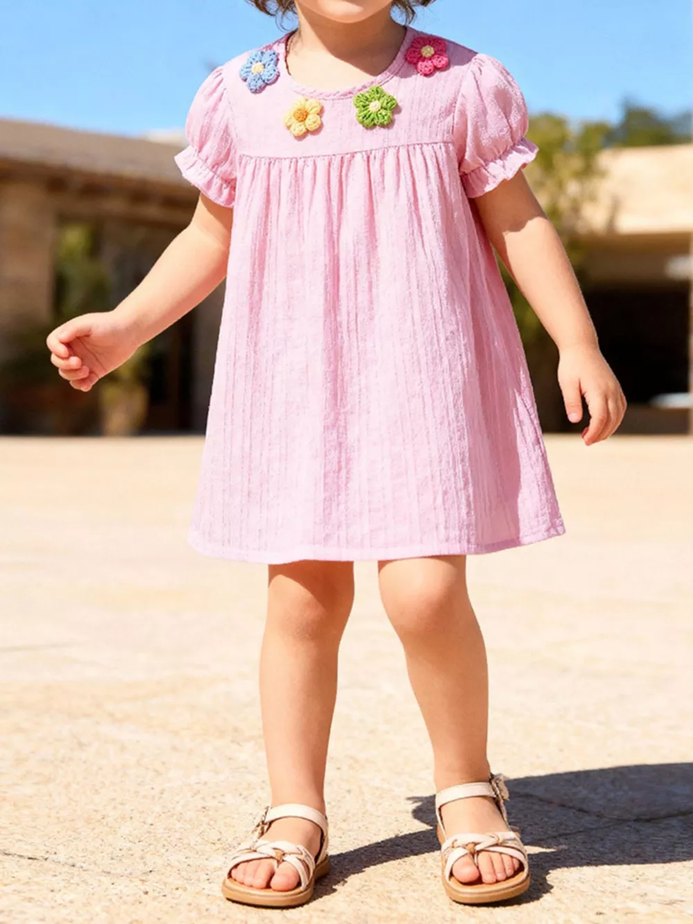 Children's Floral Ruffled Sleeve Dress, image 2