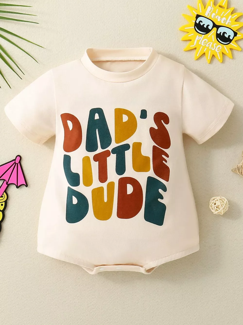 Children's Dad's Little Dude Graphic Short Sleeve One-Piece