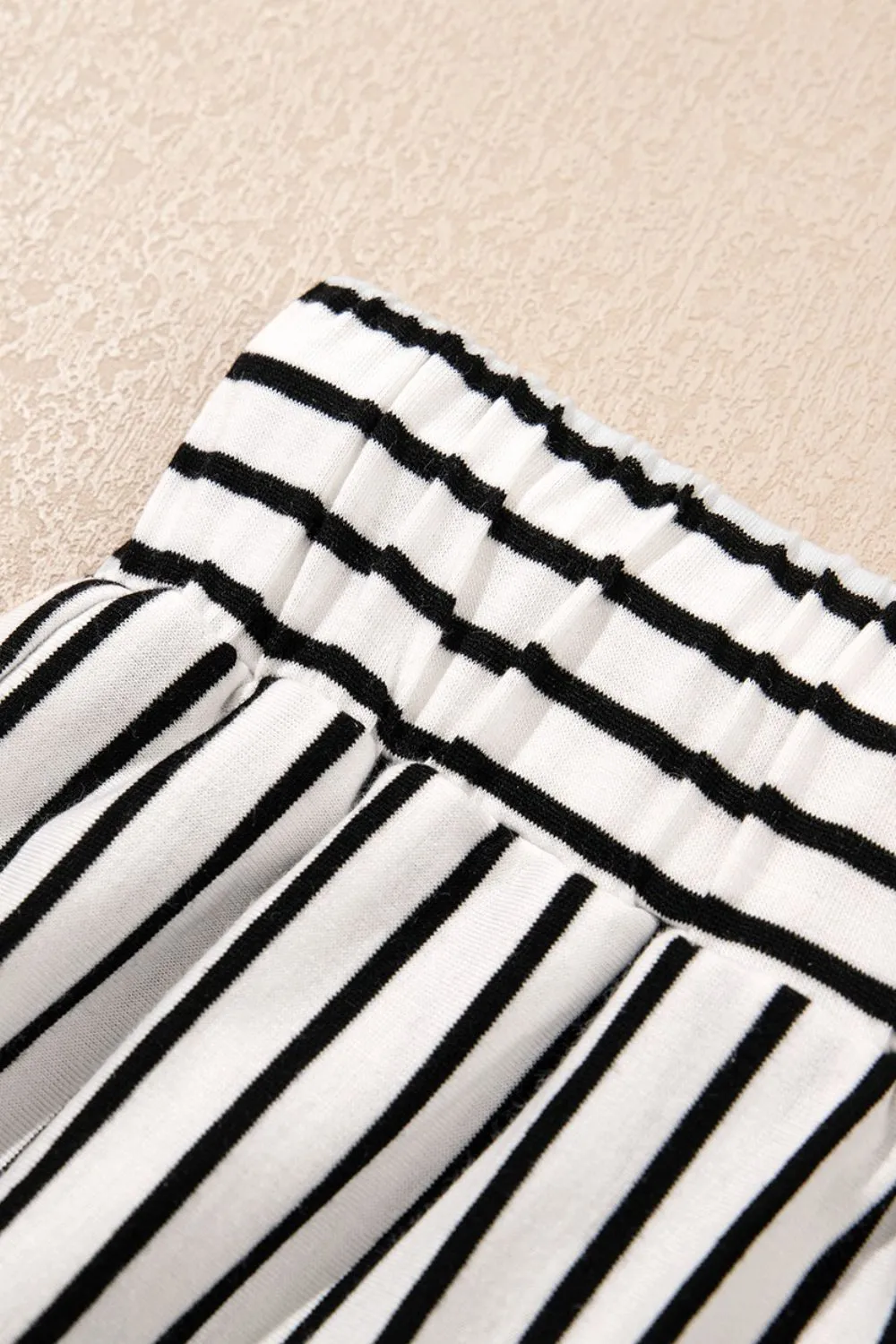 Stripe V Neck Tee and Casual Shorts Set, image 12