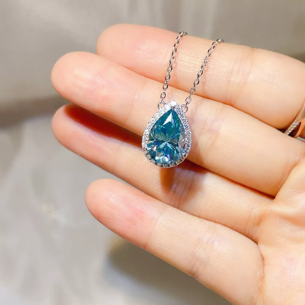 5 Carat 925 Sterling Silver Moissanite Pendant Necklace, image 3