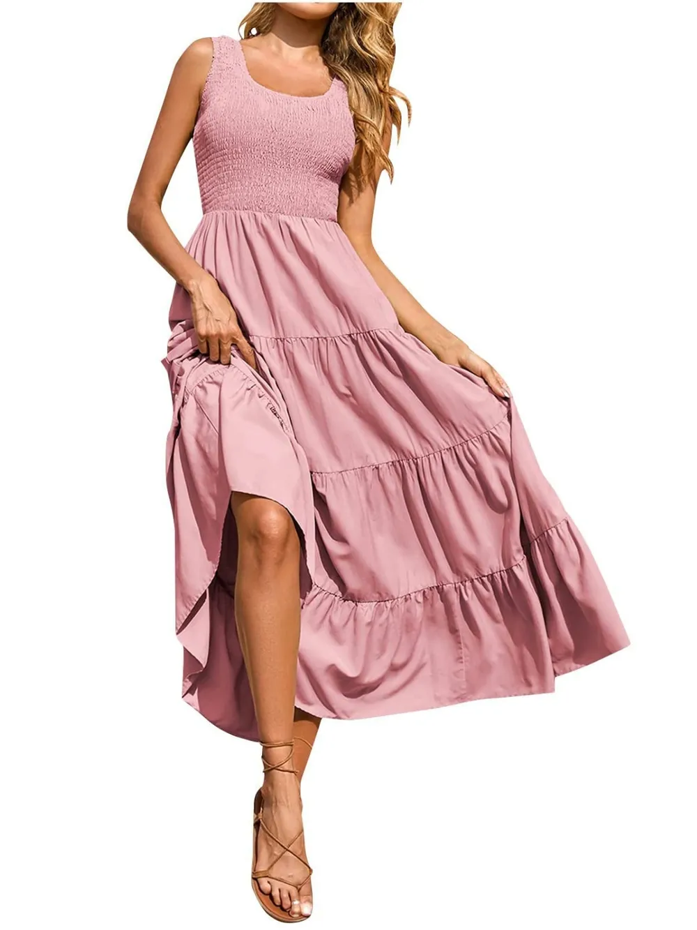 Tiered Smocked Wide Strap Dress, image 25