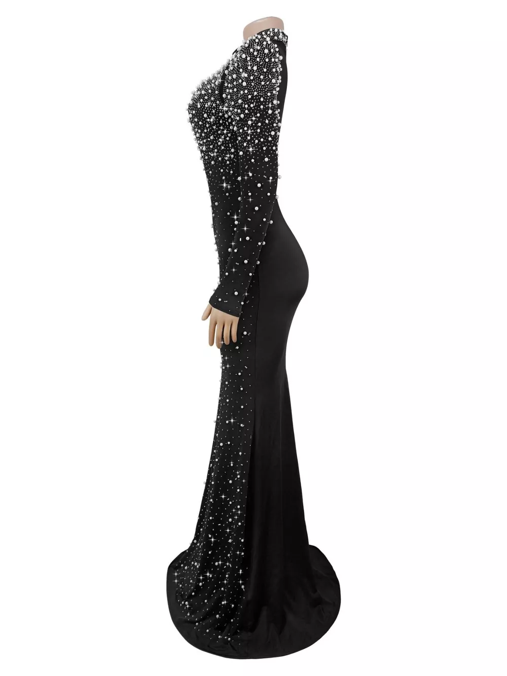 Rhinestone Long Sleeve Mermaid Maxi Dress, image 5
