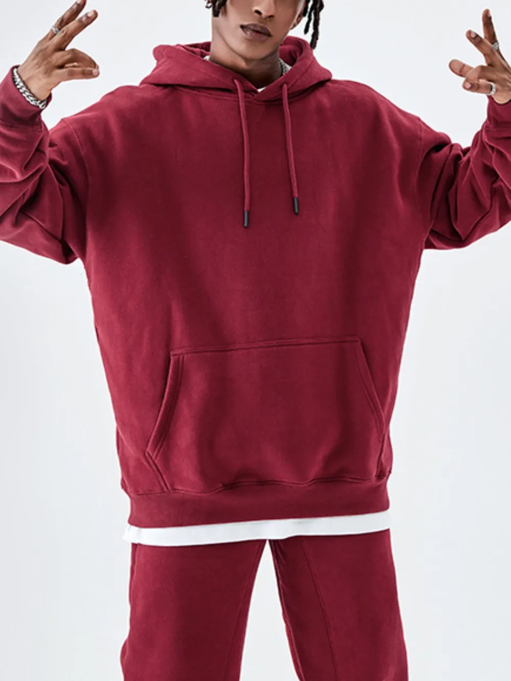 Men's Drawstring Drop Shoulder Hoodie, image 2
