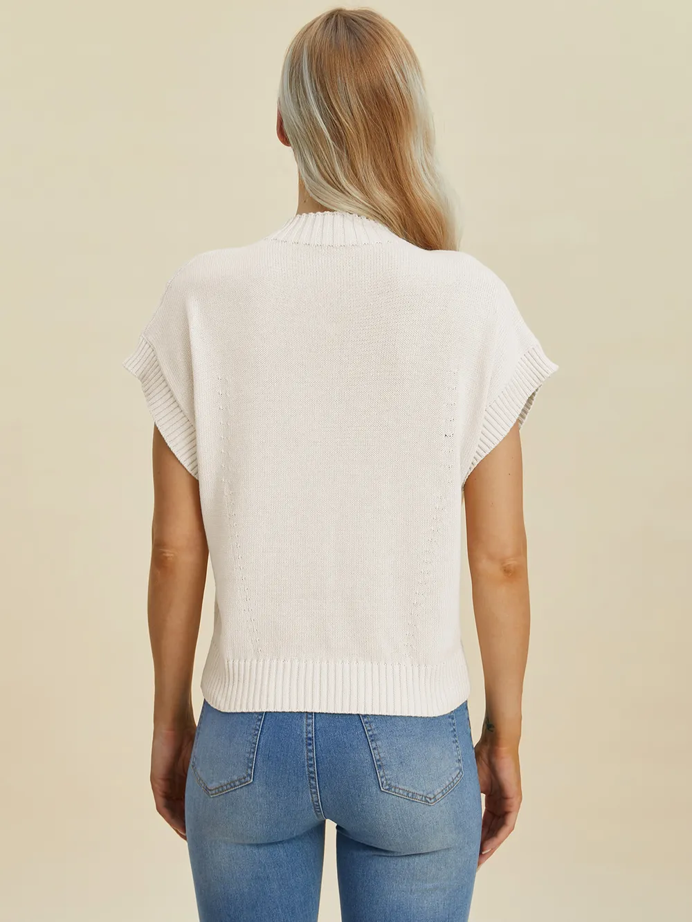 Full Size Mock Neck Short Sleeve Sweater, image 28