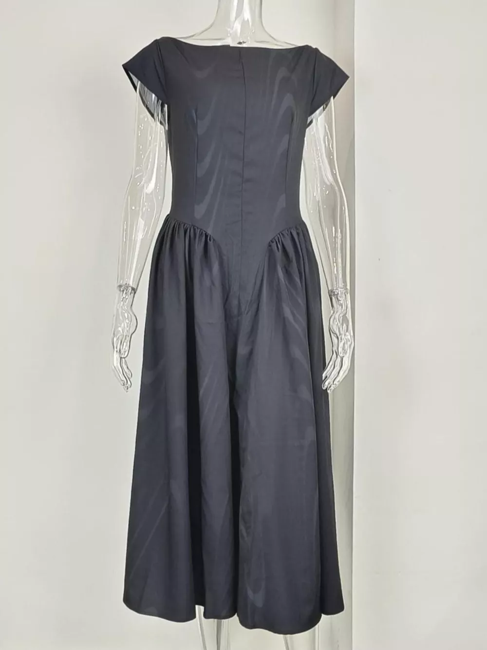 Full Size Cap Sleeve A-Line Midi Dress Plus Size, image 8