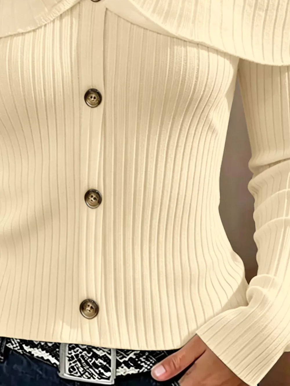 Cold Shoulder Ribbed Knit Top, image 27