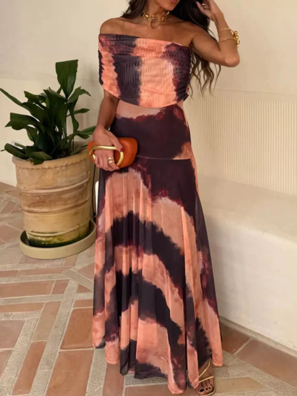 Printed Short Sleeve Maxi Dress, image 4