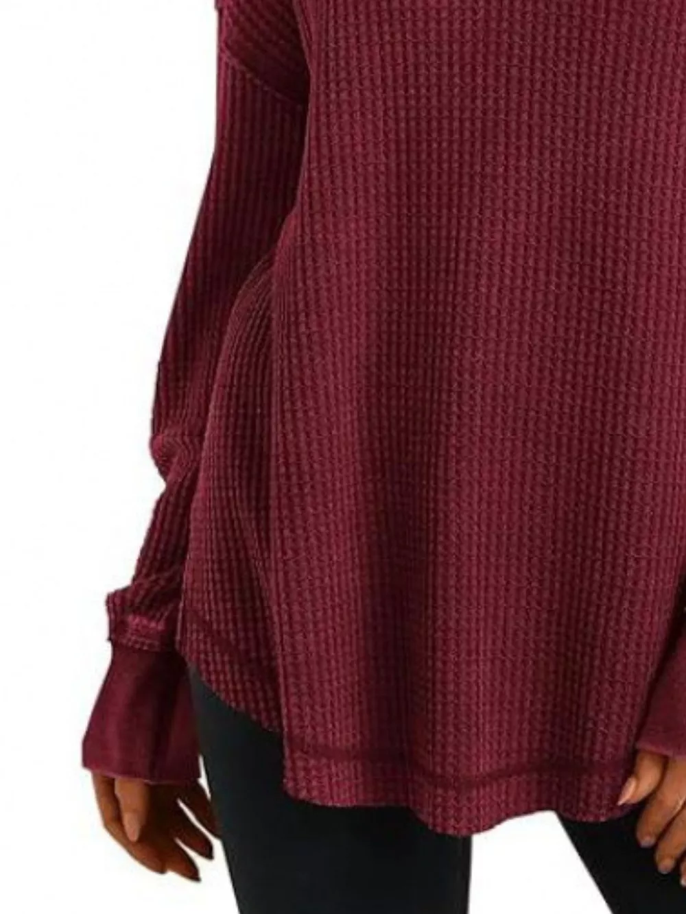 Slit Notched Long Sleeve T-Shirt, image 9