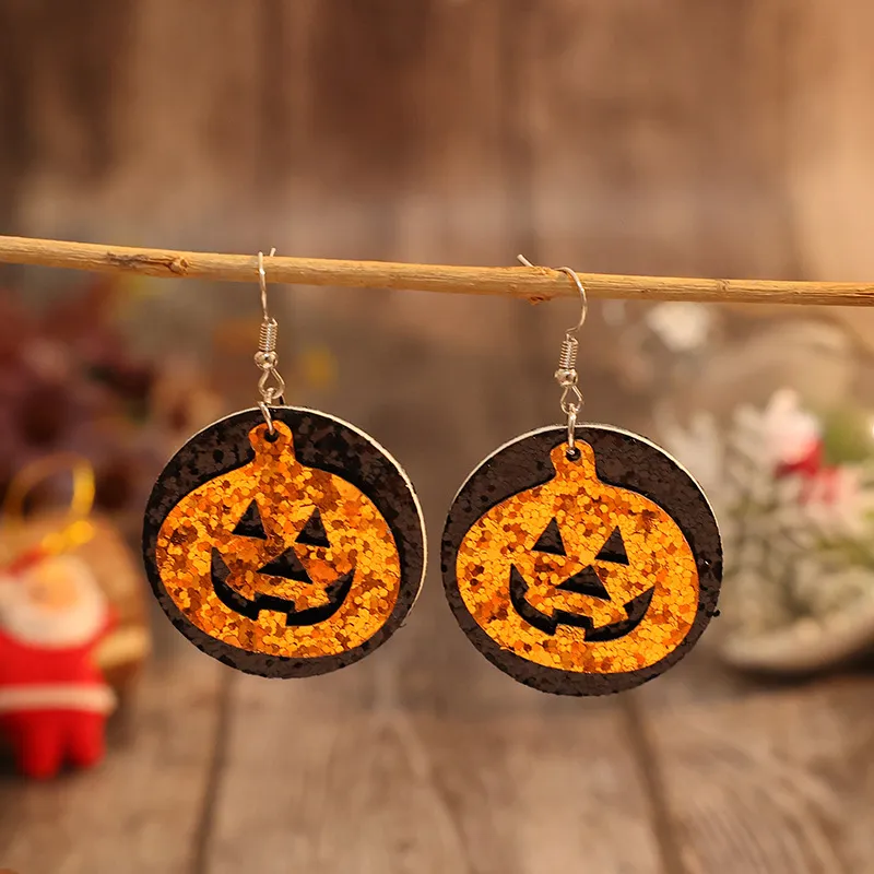 PU Leather Pumpkin Earrings, image 2