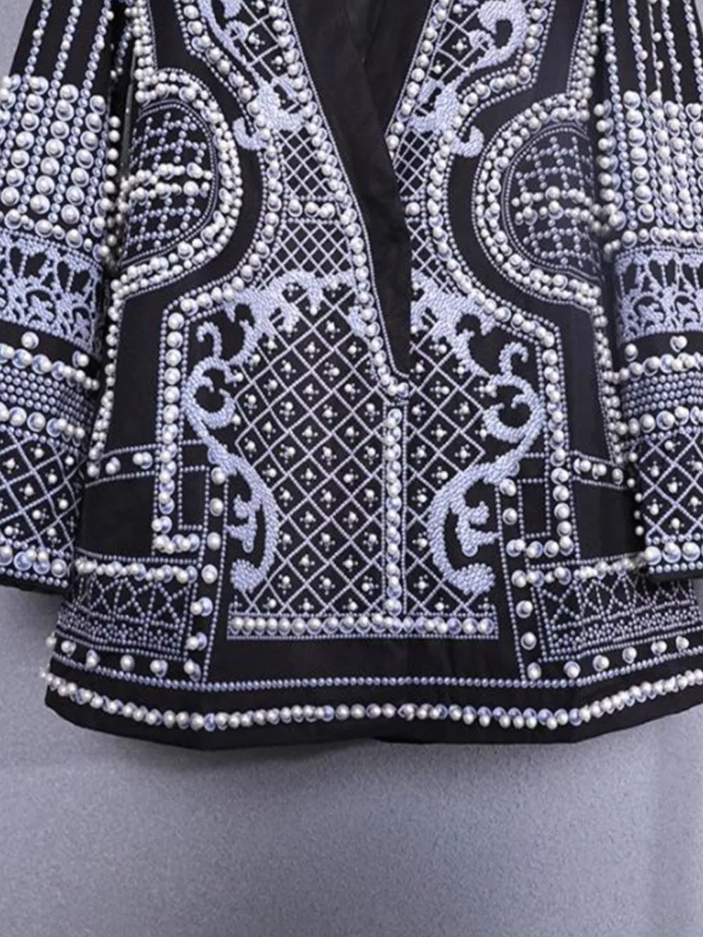 Full Size Embellished Pearl One-Button Blazer Plus Size, image 28