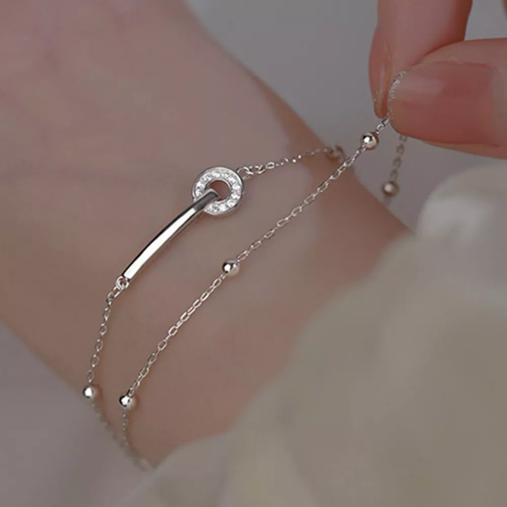 925 Sterling Silver Double Layered Bracelet, image 4