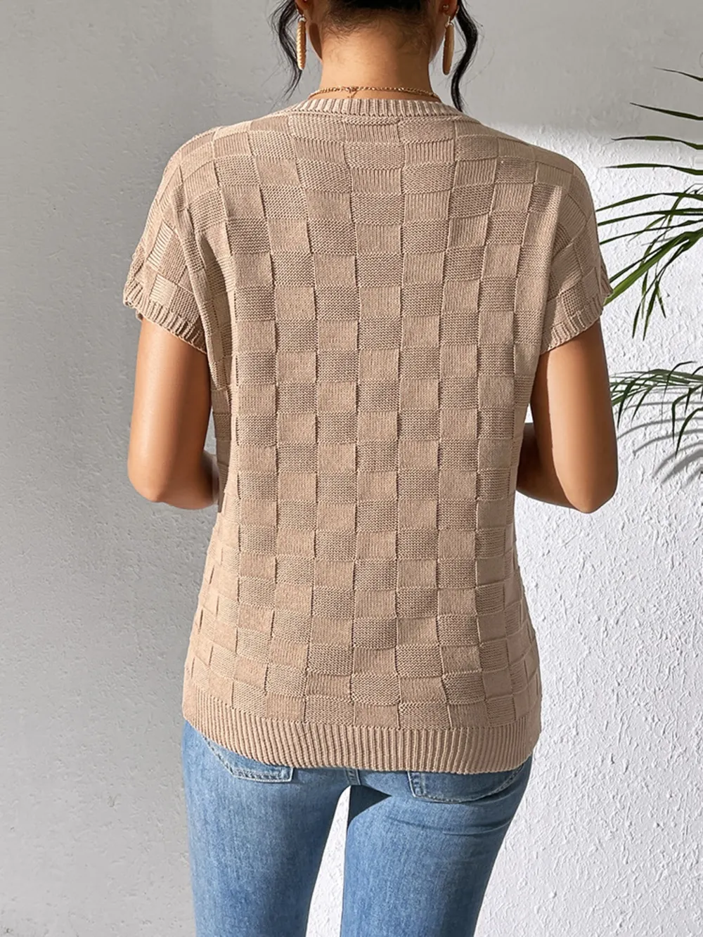 Round Neck Short Sleeve Knit Top, image 14