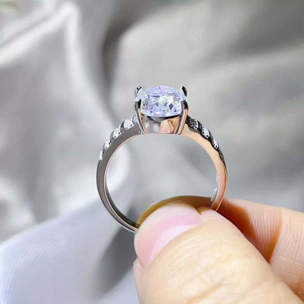 3 Carat Moissanite Oval 925 Sterling Silver Ring, image 2