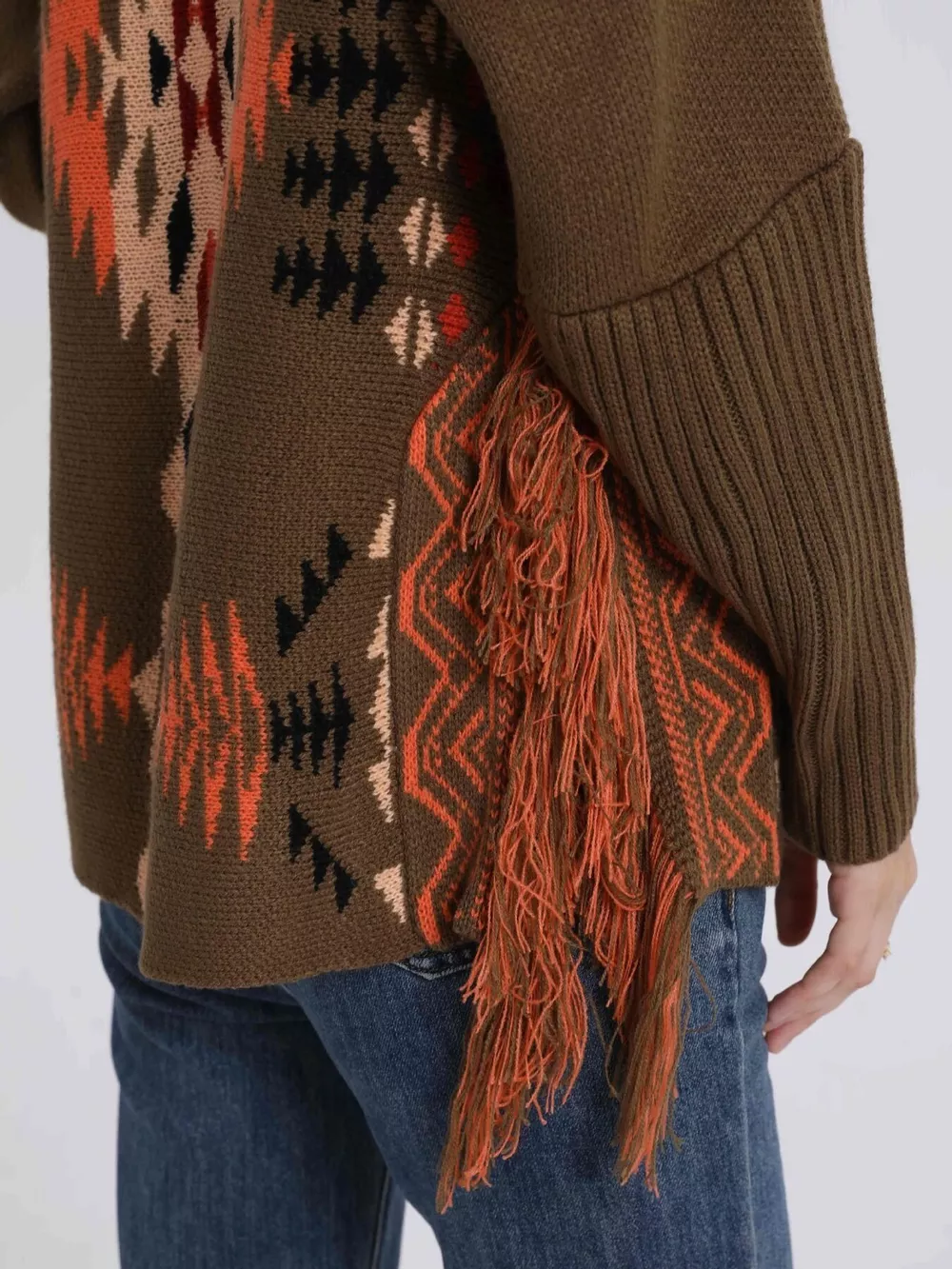 Geometric Pattern Fringe Sweater, image 6