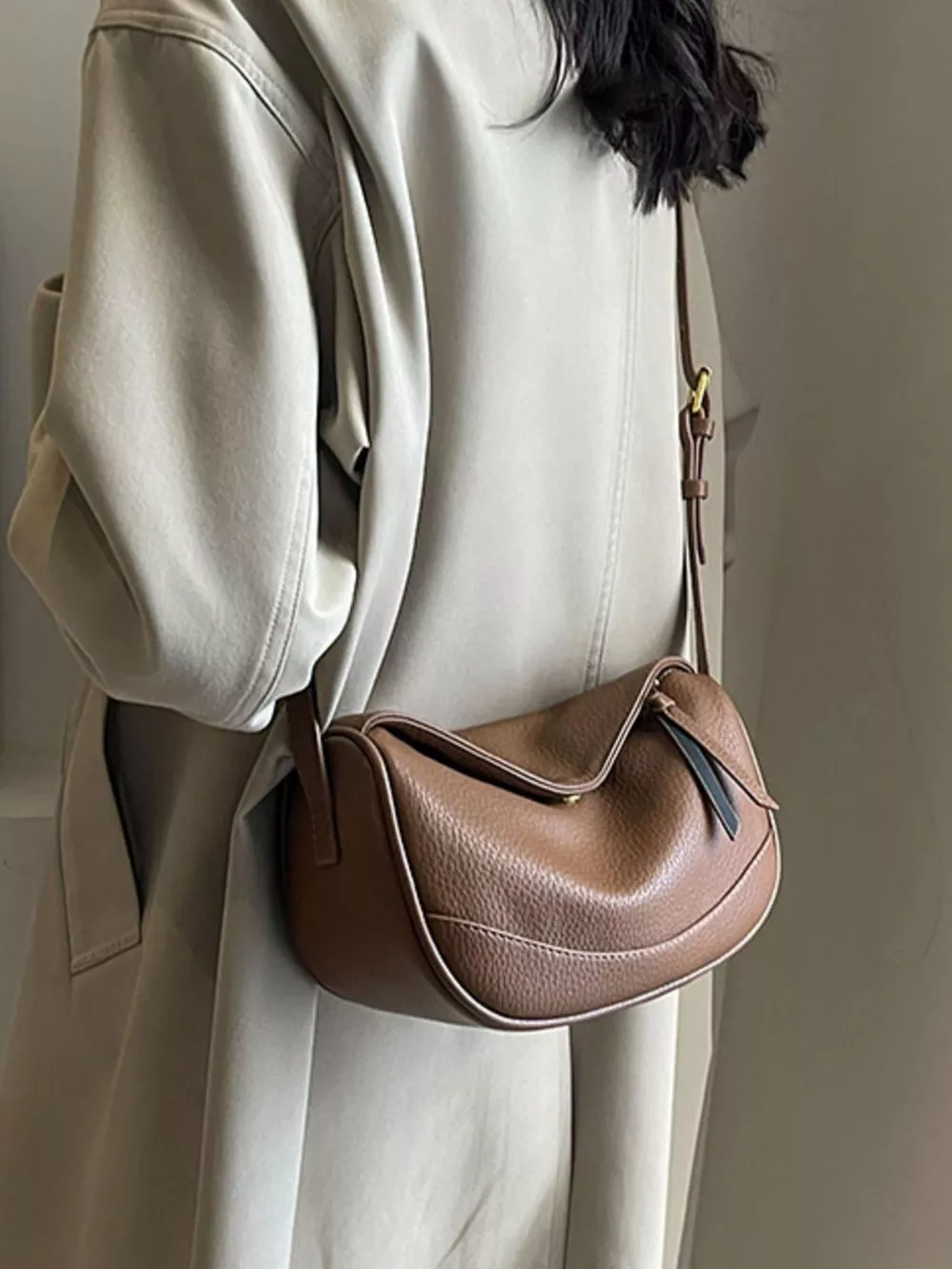 Minimalist Style Leather Crossbody Bag, image 6
