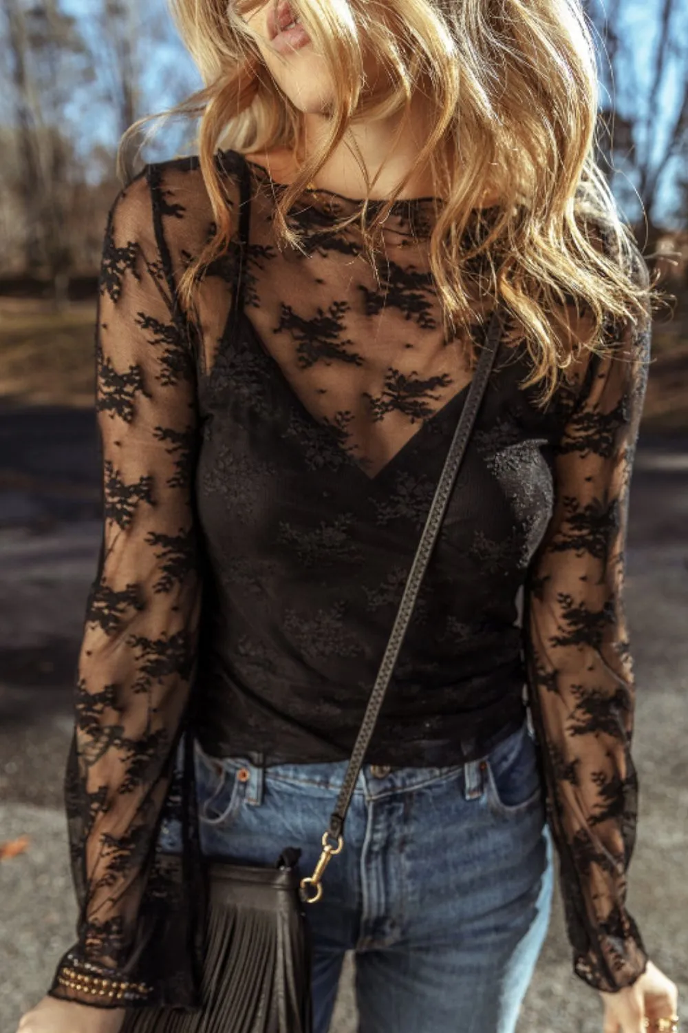 Surplice Cami and Lace Long Sleeve Cover Up Set, image 9