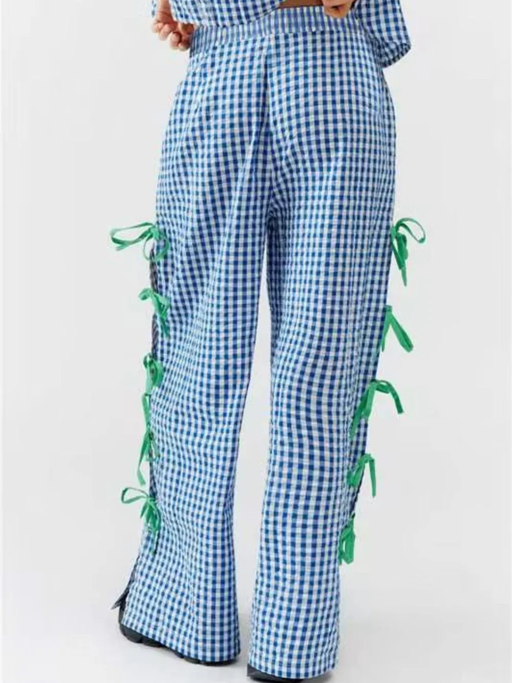 Side Tied Plaid Pants, image 9
