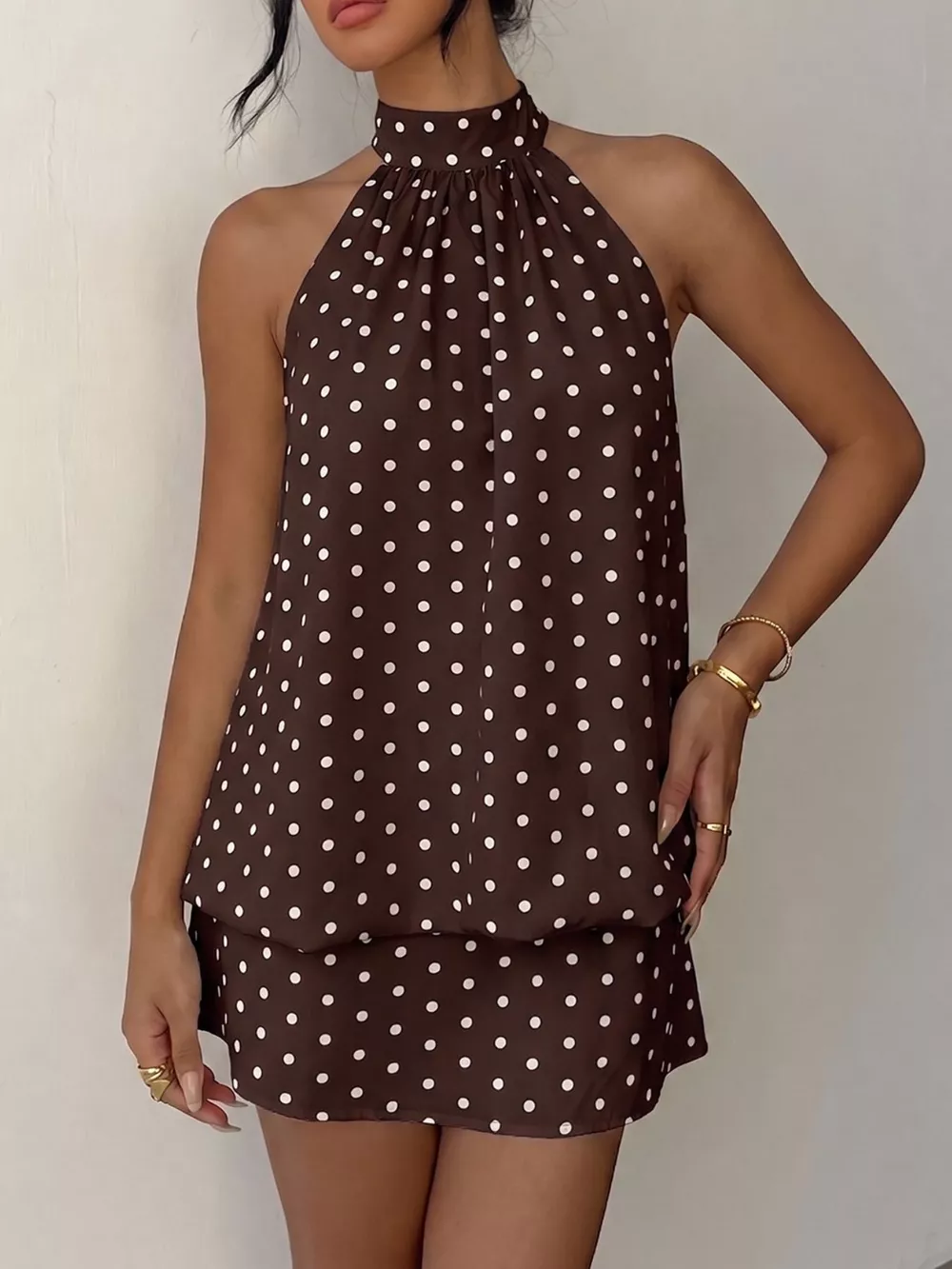 Polka Dot Halter Neck Mini Dress, image 13