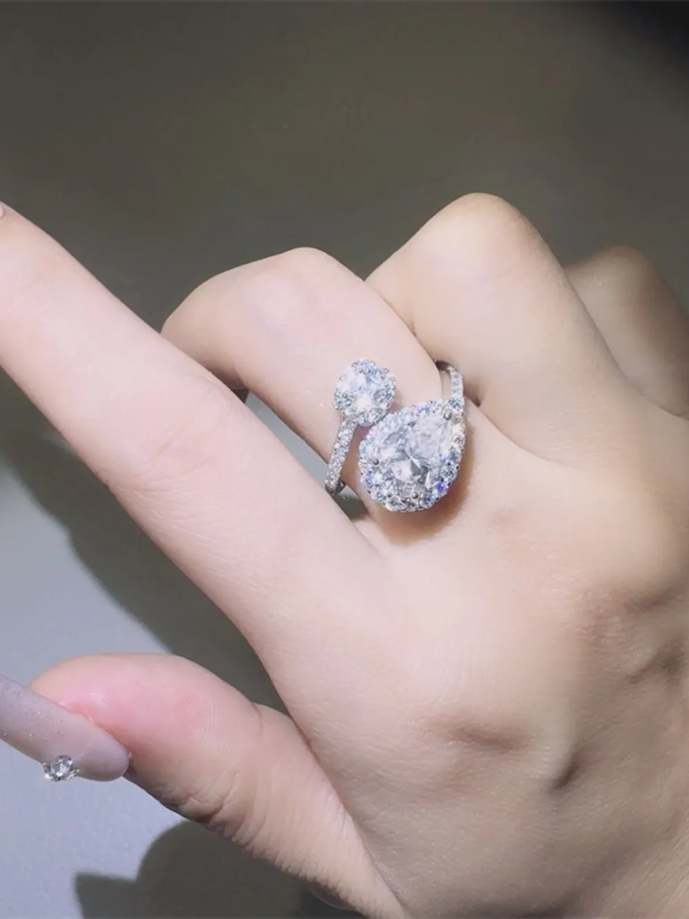 2 Carat Moissanite 925 Sterling Silver Bypass Ring, image 2