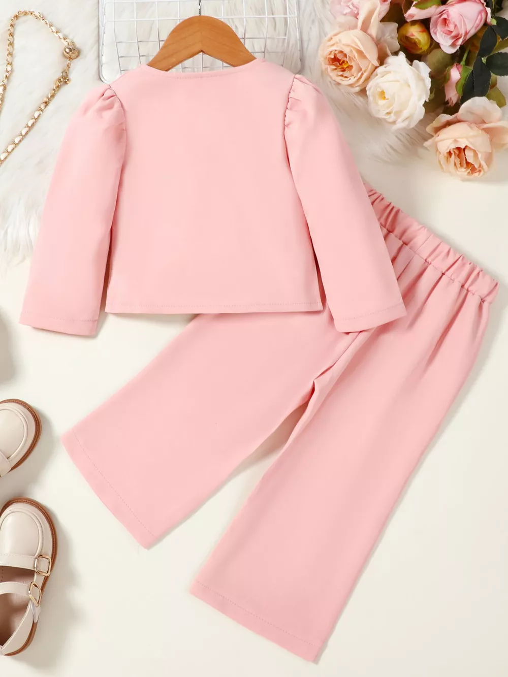 Children's Double-Breasted Blazer & Wide Leg Pants Set, image 6