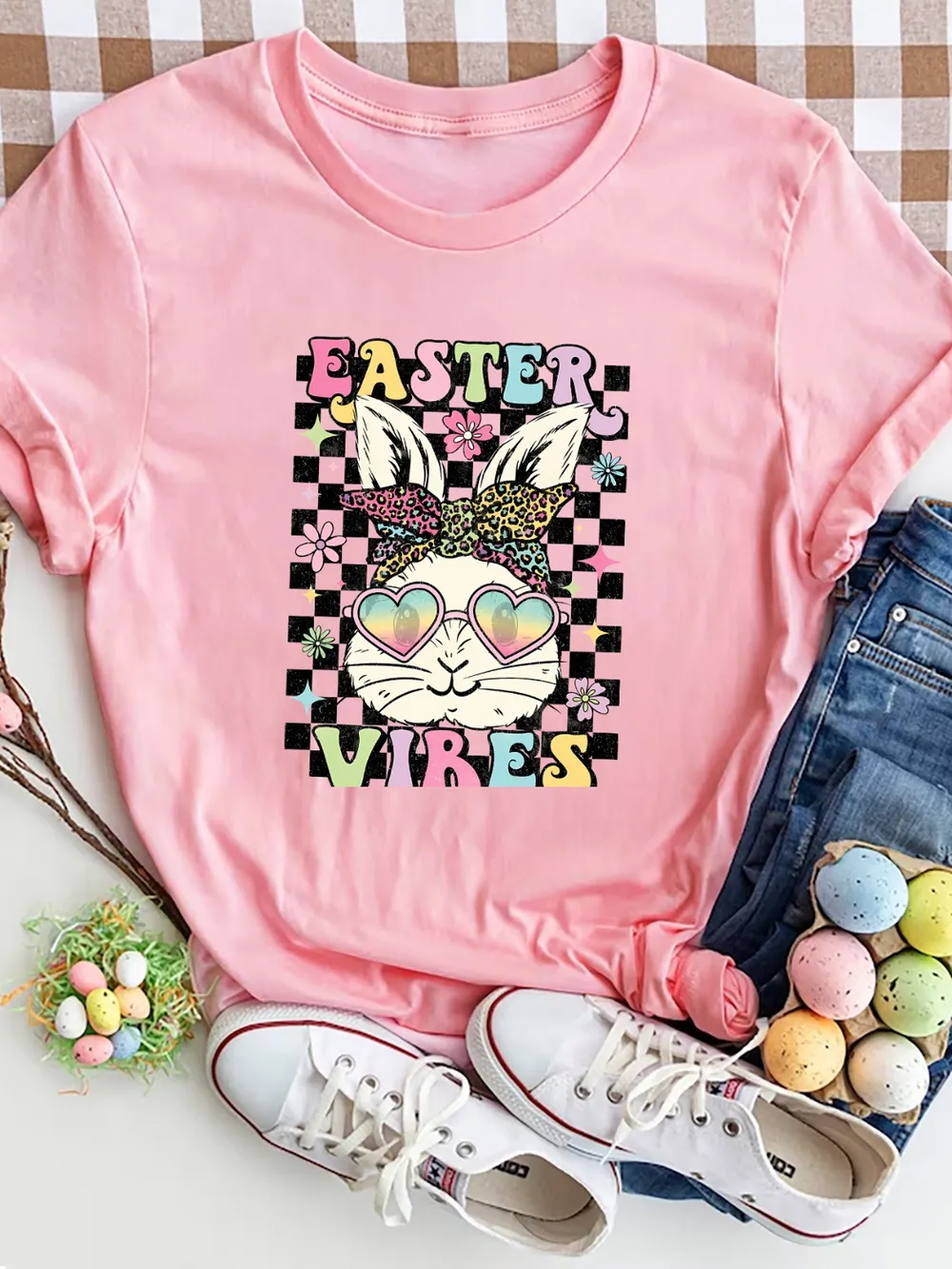 EASTER VIBES Round Neck Short Sleeve T-Shirt, image 10