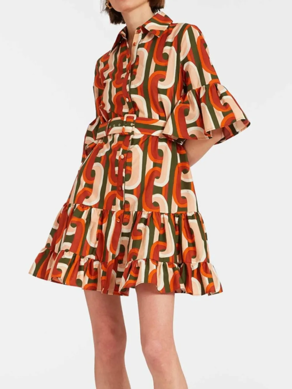 Floral Print Ruffle Sleeve Mini Dress, image 9