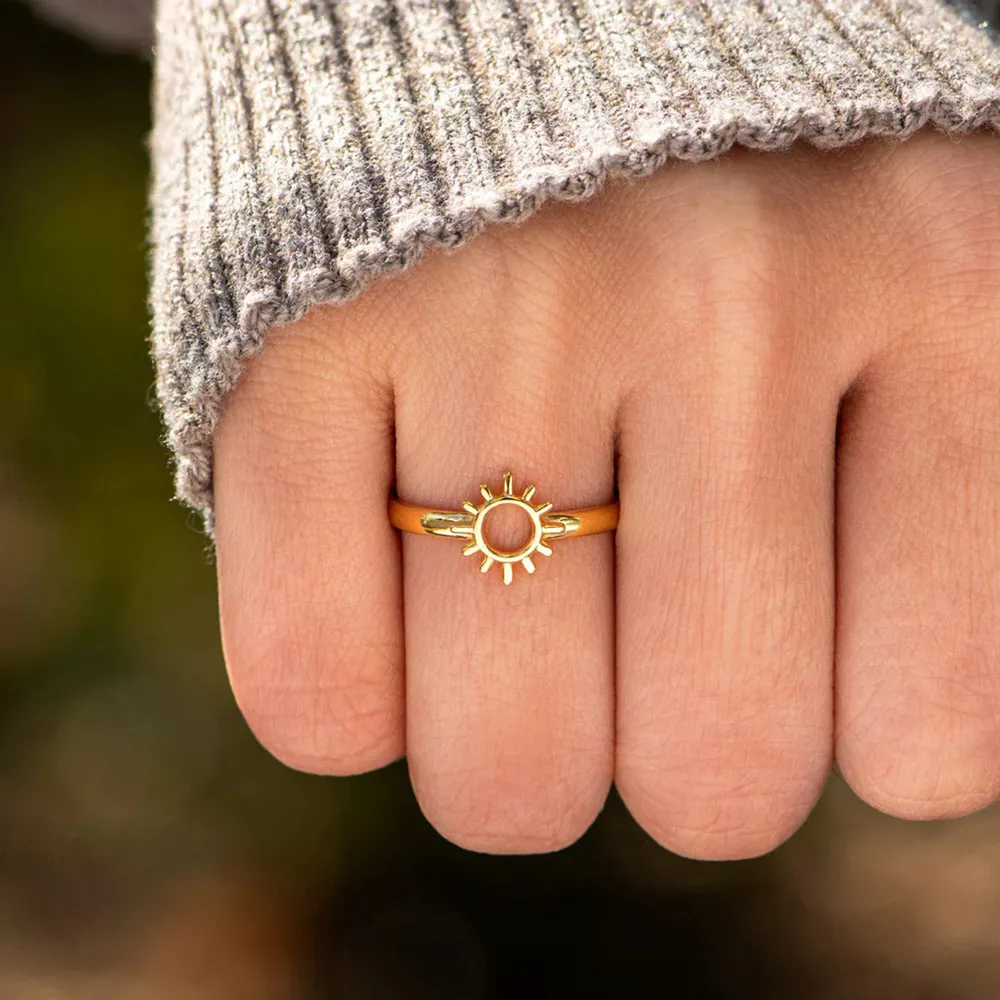 Sun Shape 18K Gold-Plated Ring, image 4
