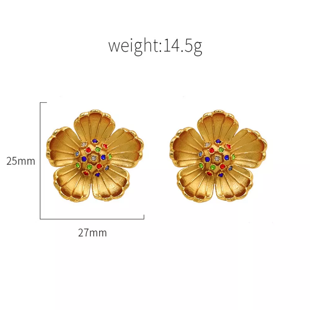 18K Gold-Plated Flower Earrings, image 2