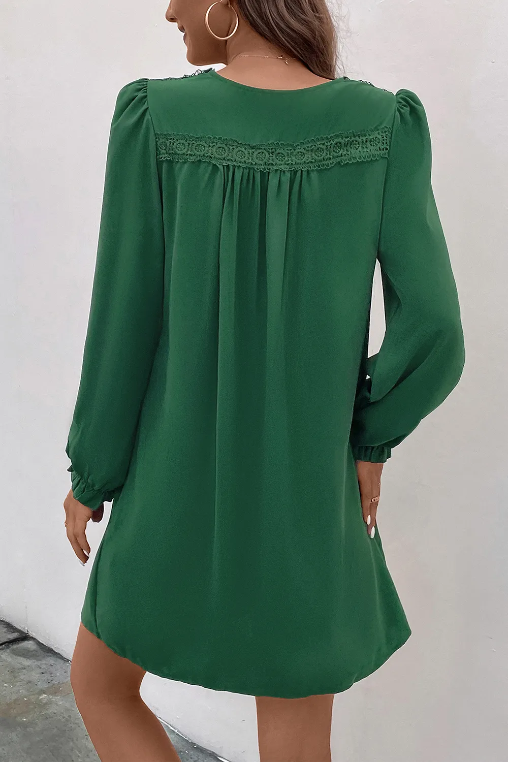 Ruched V-Neck Flounce Sleeve Dress, image 4