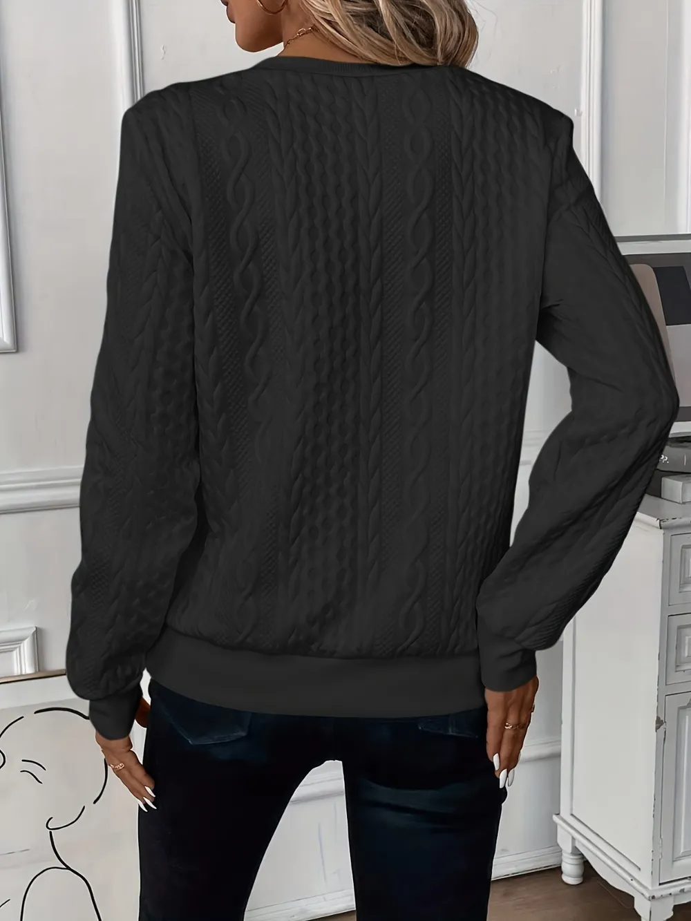 Texture Half Zip Long Sleeve Sweatshirt, image 16