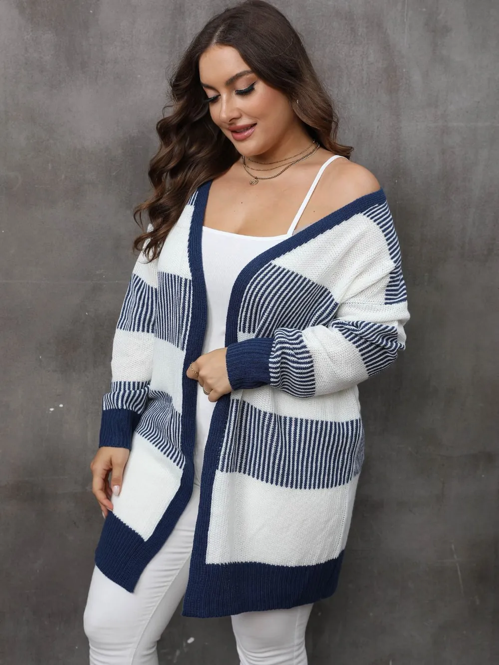 Plus Size Open Front Long Sleeve Cardigan, image 4