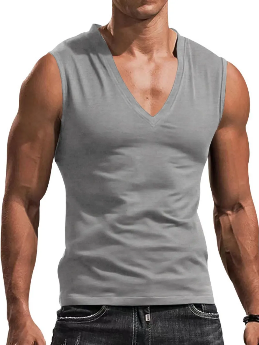 Men's Plus Size V-Neck Tank, image 5
