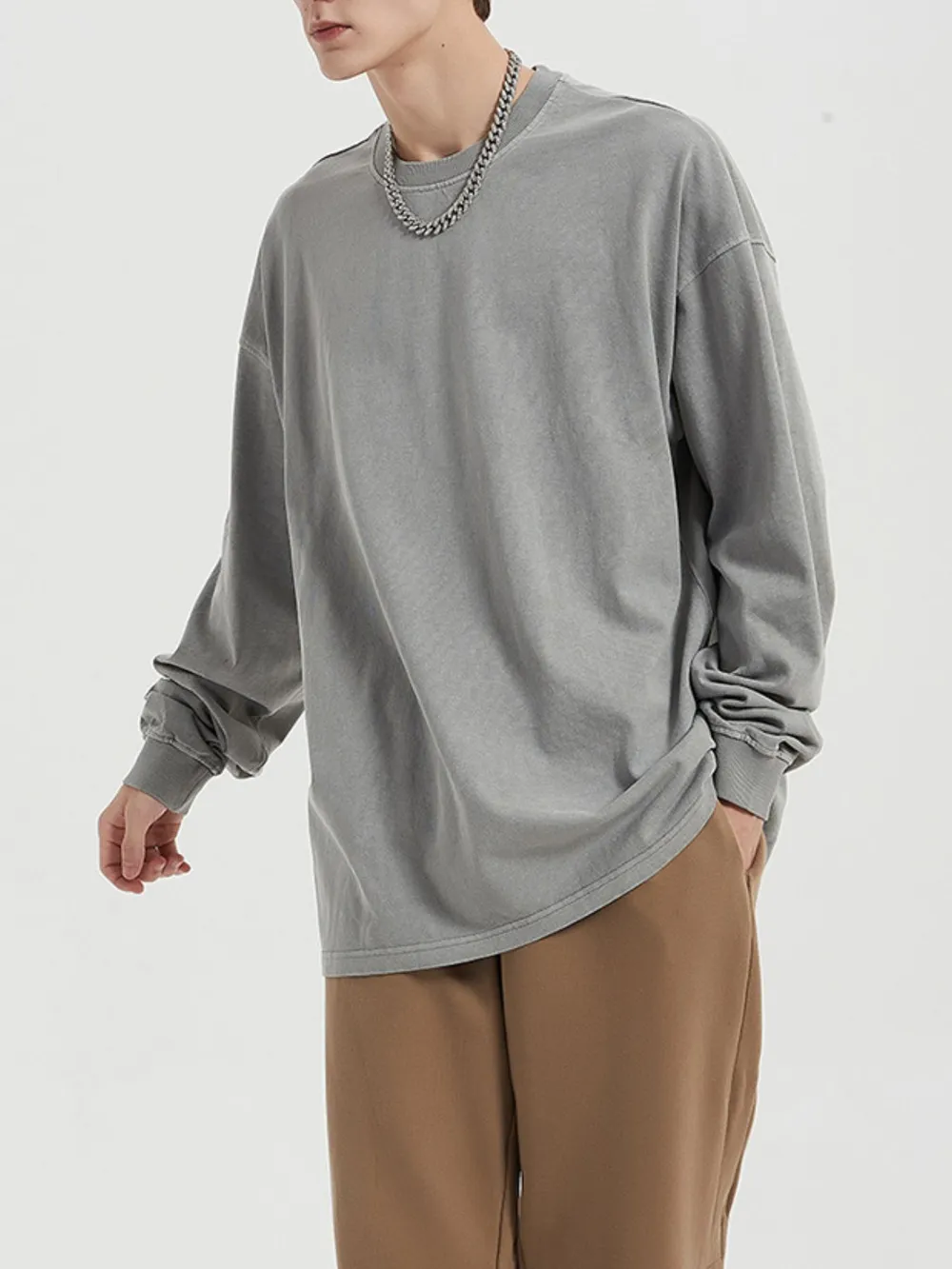 Men's Oversized Long Sleeve Casual T-Shirt, image 2