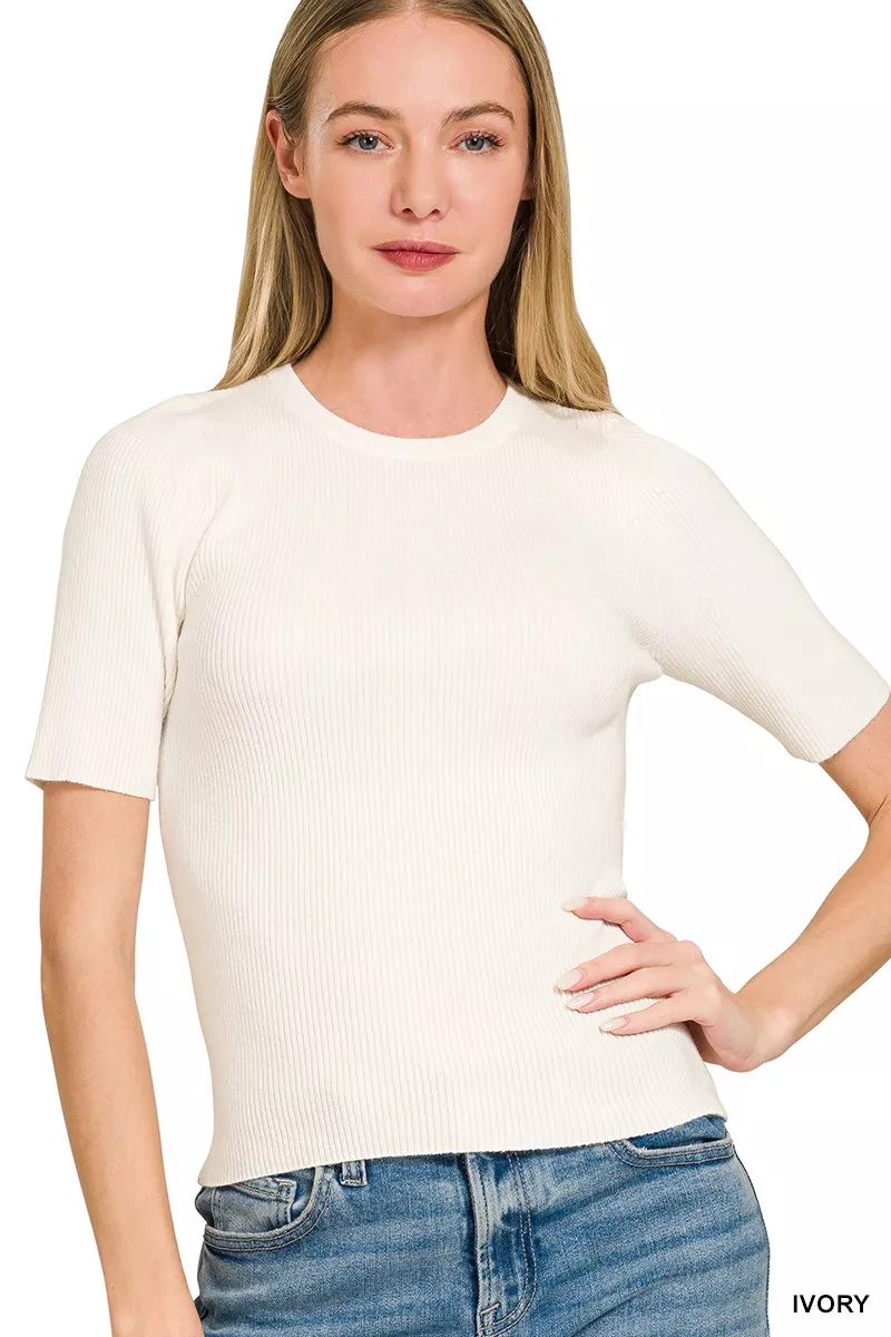 Viscose Ribbed Round Neck Sweater