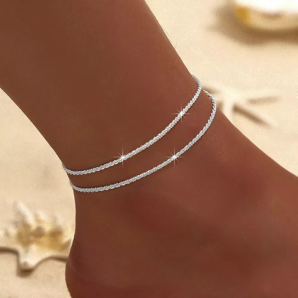 925 Sterling Silver Anklet Bracelets, image 2
