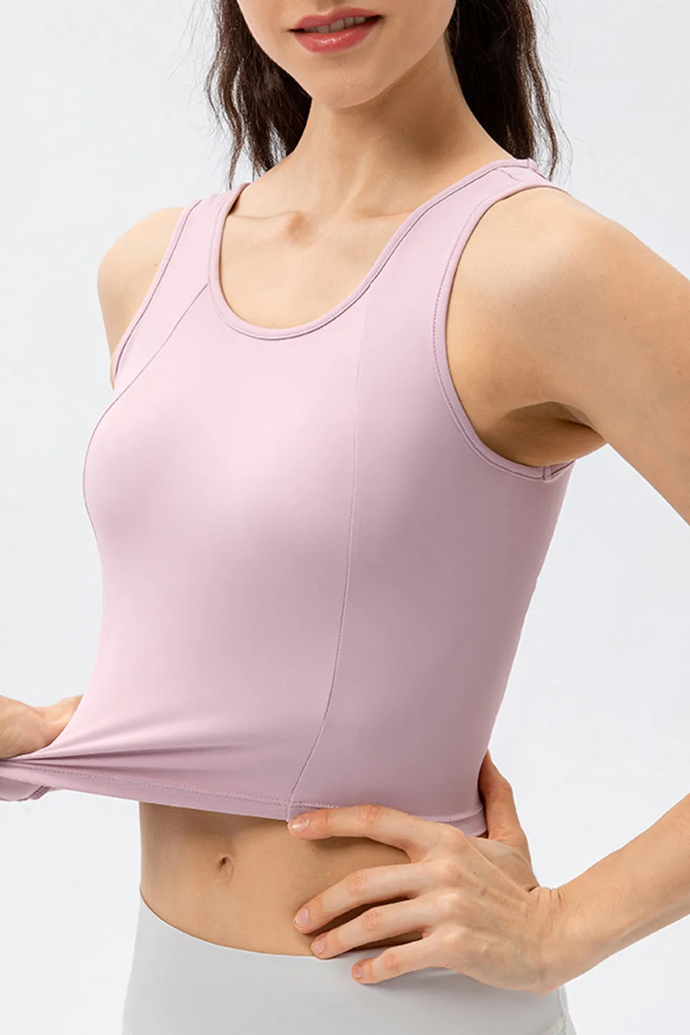 Round Neck Wide Strap Active Tank, image 11