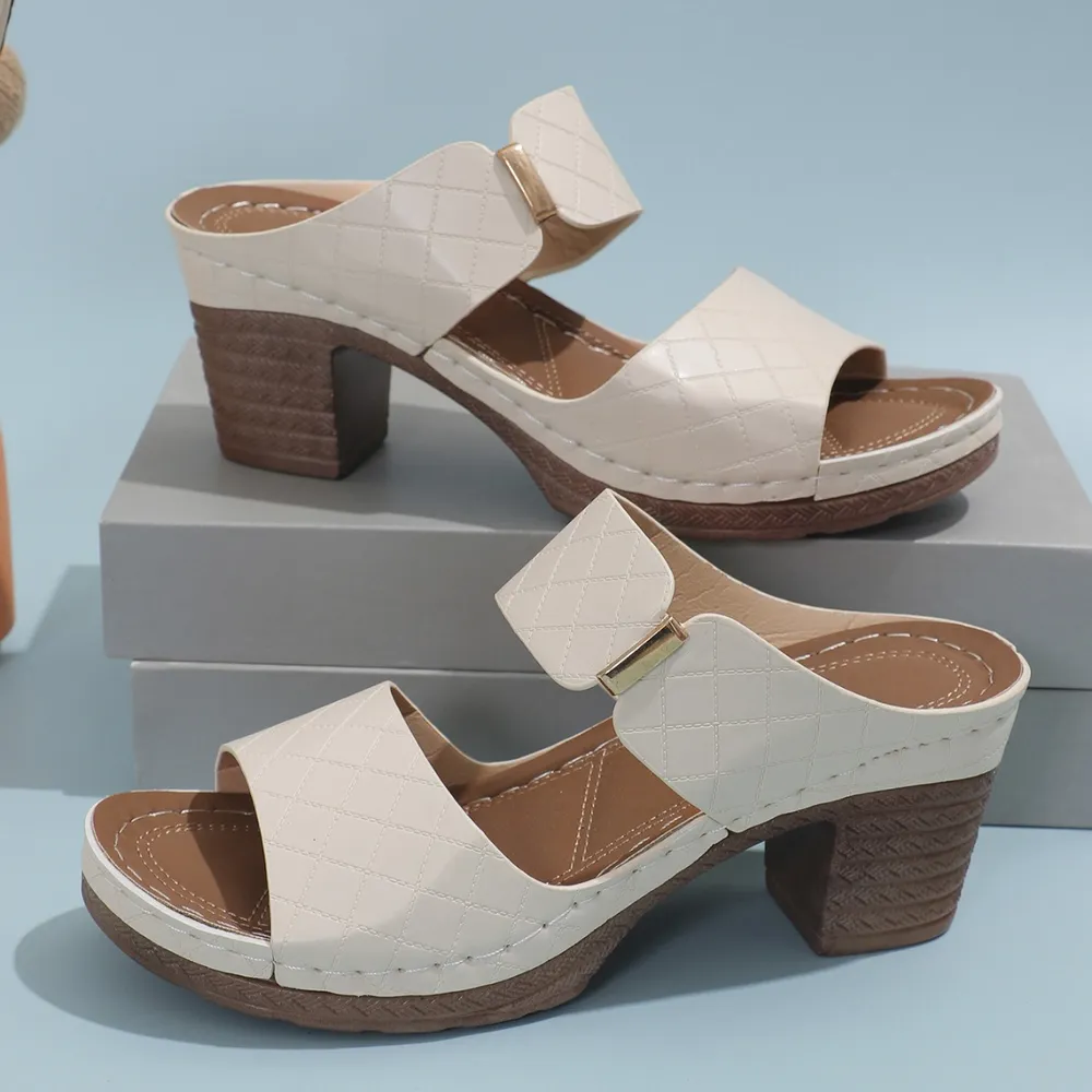 PU Leather Block Heel Sandals, image 5