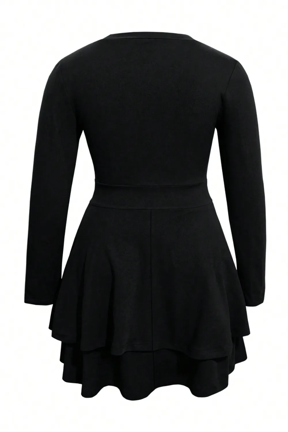 Plus Size Layered V-Neck Long Sleeve Mini Dress, image 4