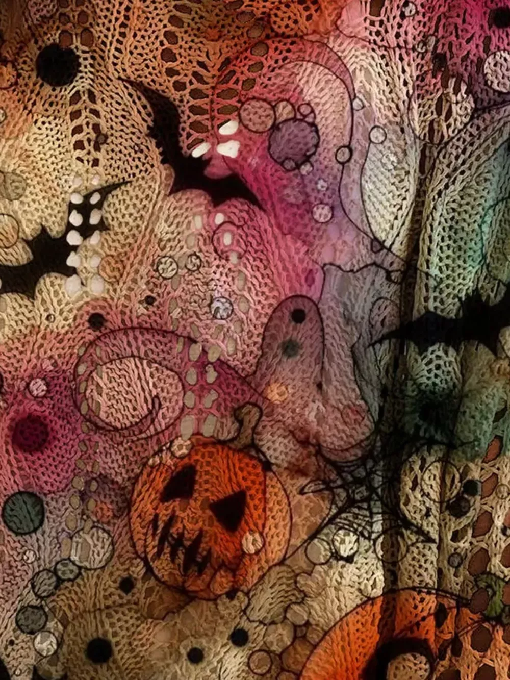 Full Size Halloween Pumpkin Loose Knit Cover Up Plus Size, image 6