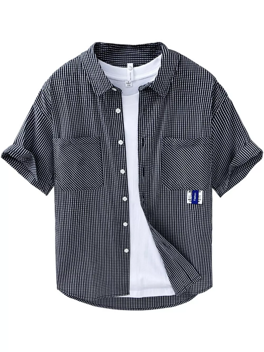 Men's Plus Size Casual Plaid Short Sleeve Shirt, image 4