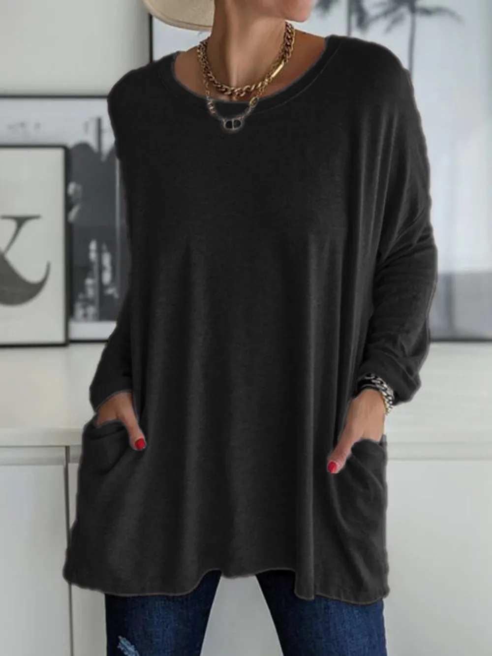 Full Size Round Neck Long Sleeve T-Shirt, image 15