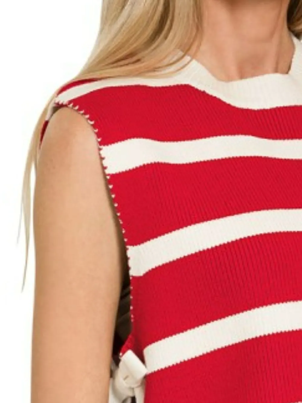 Side Tie Stripe Sweater Vest, image 3