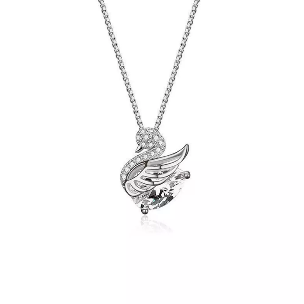 925 Sterling Silver Zircon Pendant Necklace, image 4